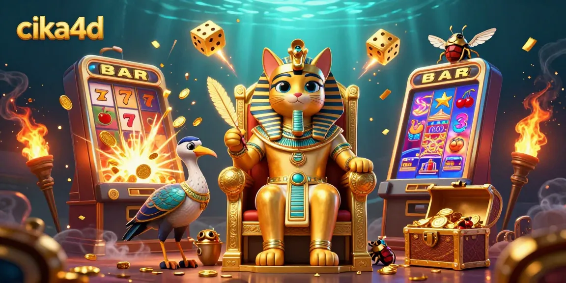 Experience thrilling wins with cika4d in this vibrant casino-themed digital illustration.