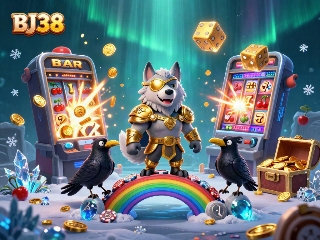 Experience thrilling wins at BJ38 with a vivid 3D illustration of a magical casino adventure.