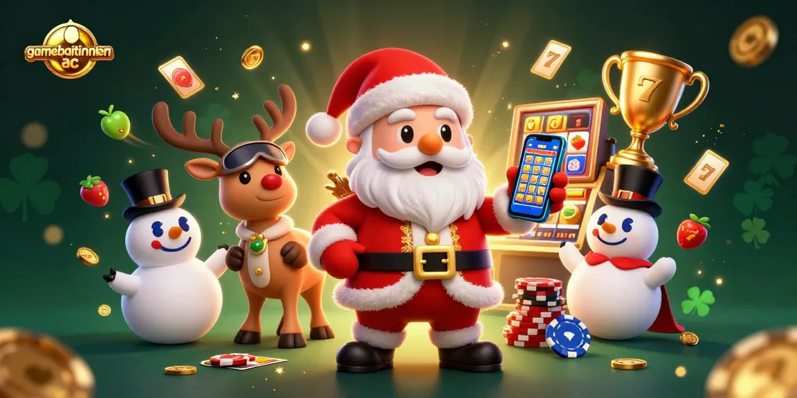 Play slots and win with gamebaitienlen ac as the festive Santa, reindeer, and snowman celebrate in a dazzling casino.