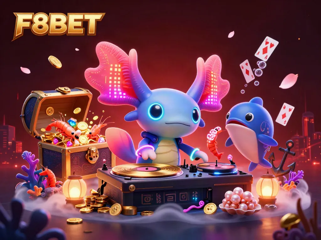 Experience vibrant casino excitement with F8BET's underwater themed illustration.