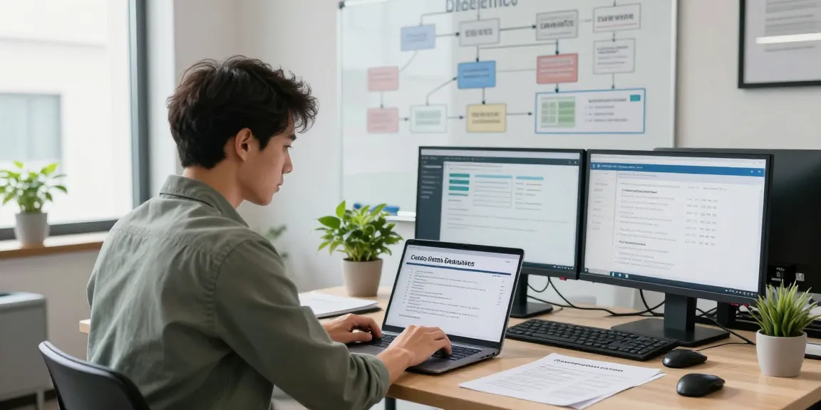 Achieving cyber essentials certification in a professional office environment with cybersecurity metrics displayed.