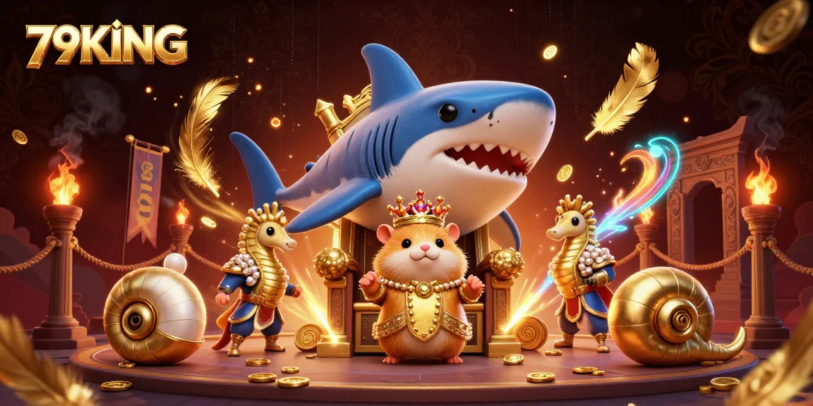 Experience thrilling gaming at 79KING with a captivating online casino scene featuring an imaginative hamster king.