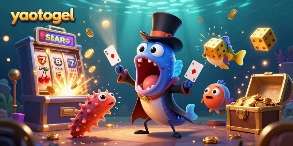 Experience the excitement of yaotogel with a vibrant 3D casino scene featuring thrilling card tricks