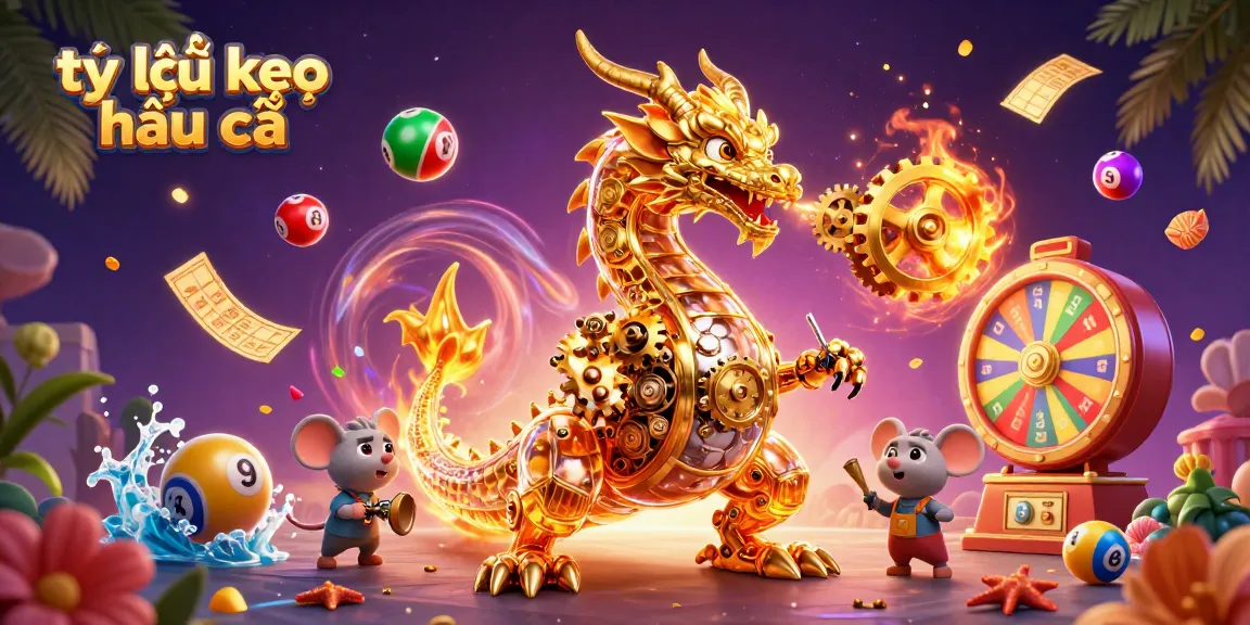 Engage in the excitement of tỷ lệ kèo nhà cái with a golden dragon and dynamic lottery elements.