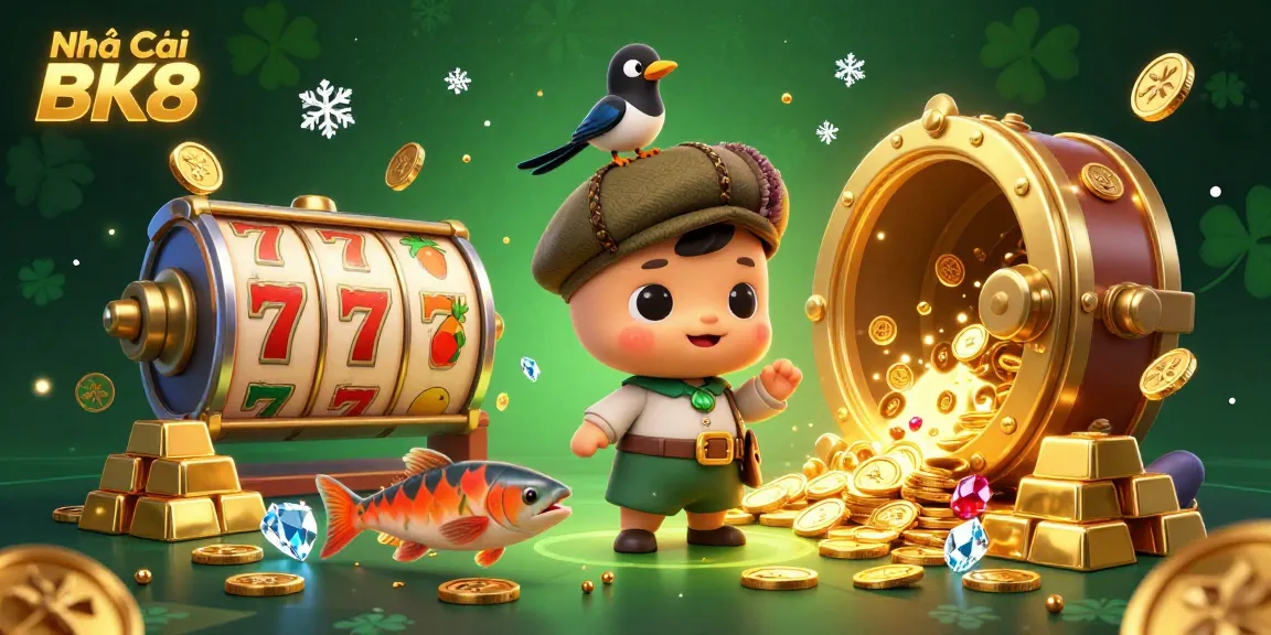 Experience the thrill of winning at Nhà Cái BK8 in a vibrant 3D casino scene filled with treasures and excitement.
