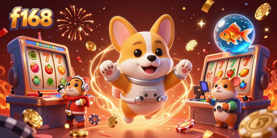 Join the action at f168 casino with floating jackpots, vibrant symbols, and happy characters!