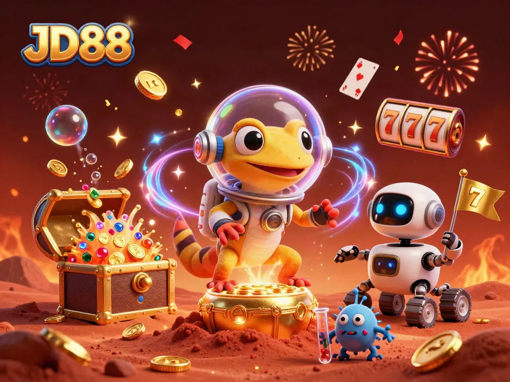 Experience JD88's thrilling world with dynamic characters and vibrant casino elements.