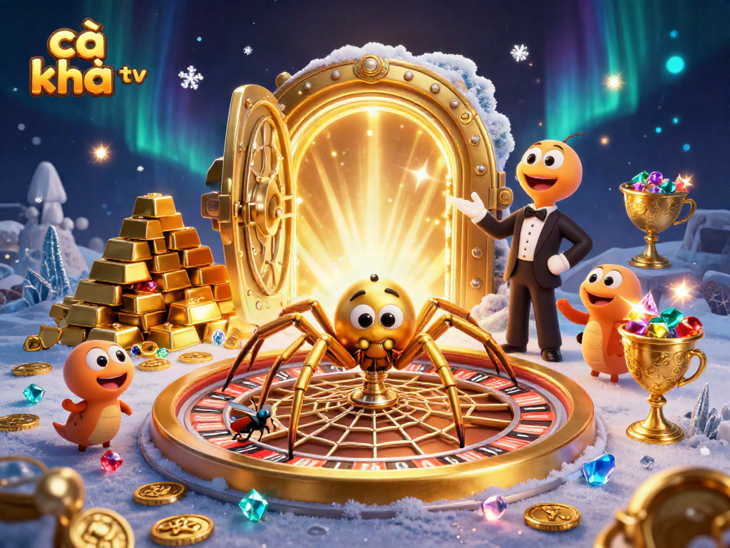 cà khịa tv offers an engaging scene with a golden spider and centipede croupier in a casino atmosphere
