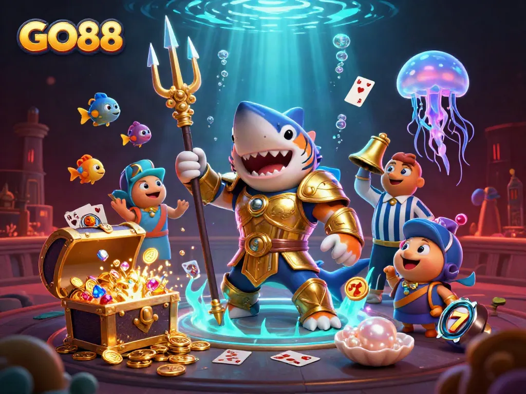 Experience GO88 with thrilling underwater casino adventures surrounded by vibrant characters.