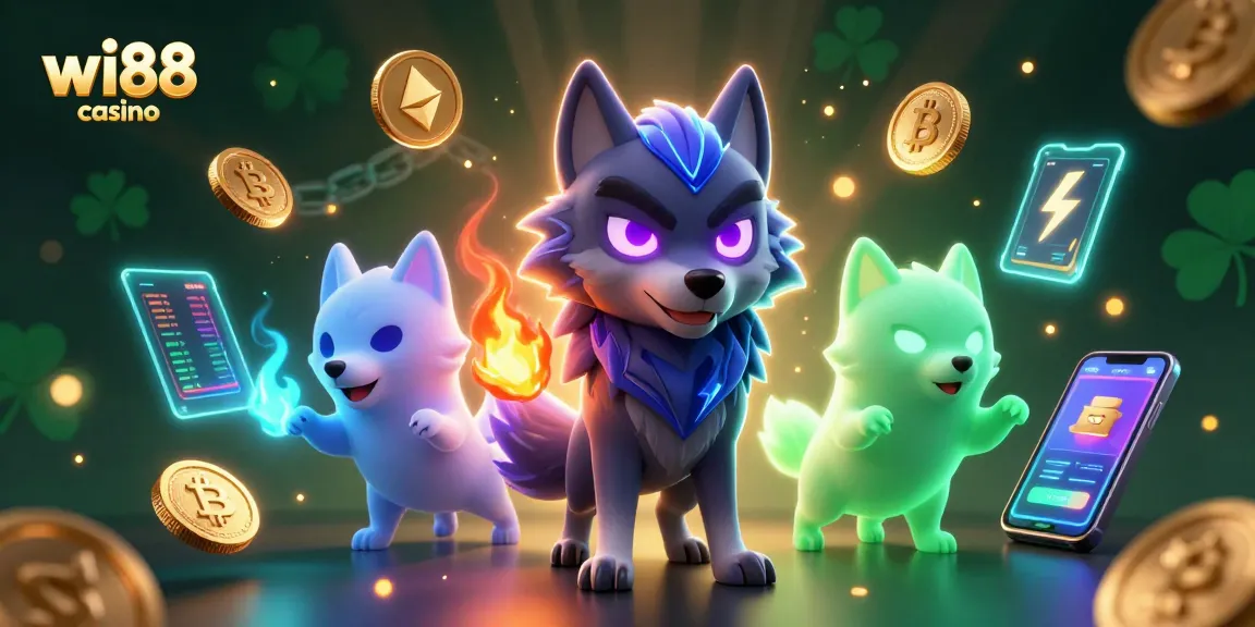Experience thrilling wins at wi88 casino with an enchanting wolf pack leader and dynamic crypto elements.