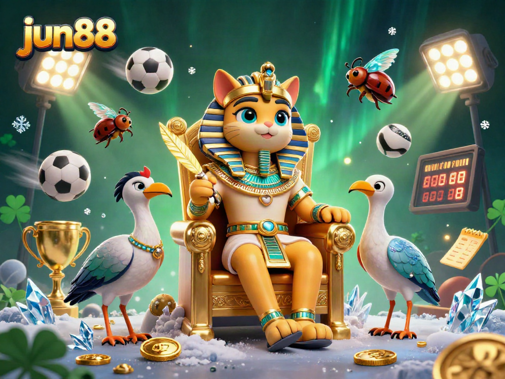 Engage with jun88's thrilling gaming experience featuring dynamic sports elements and a royal theme.