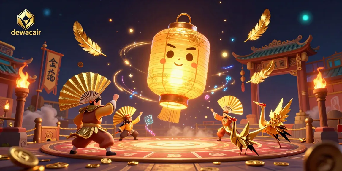 Dive into dewacair's vibrant night market casino, featuring lucky symbols and golden elements illuminating the gaming experience.