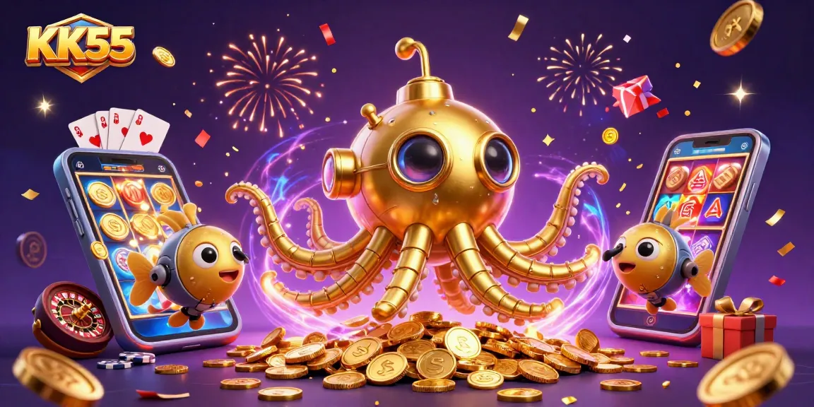 Spin the reels of KK55's thrilling games with golden coins galore and festive excitement!