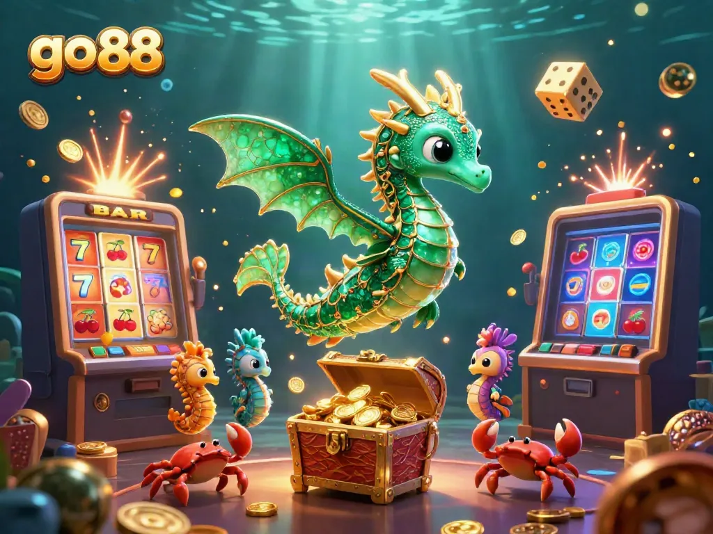 Engage with go 88's vibrant gaming adventure featuring a sea dragon and jackpot bursts.