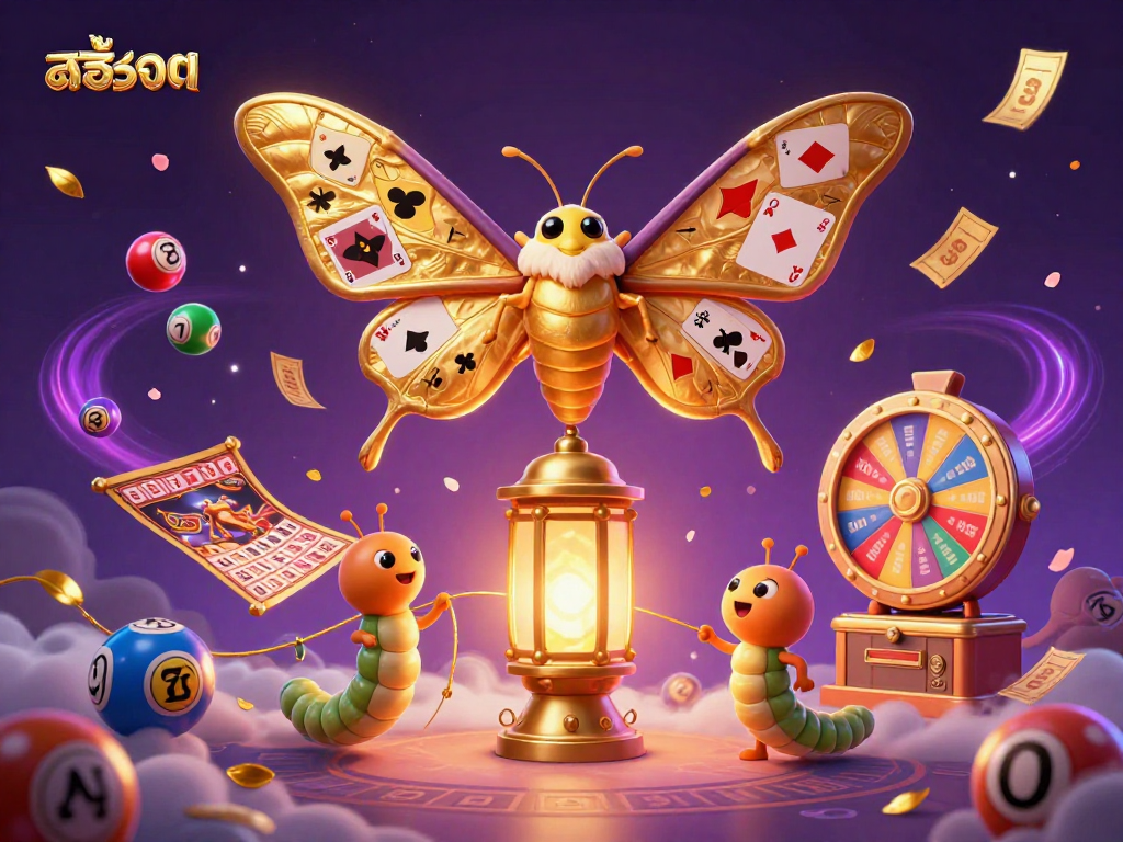 Play exciting สล็อต games with vibrant 3D illustrations featuring lottery elements, golden lanterns, and colorful balls.