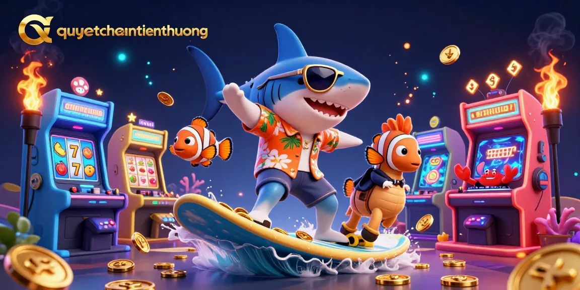 Surf the gold coin wave with quyetchientienthuong amidst colorful slot game designs