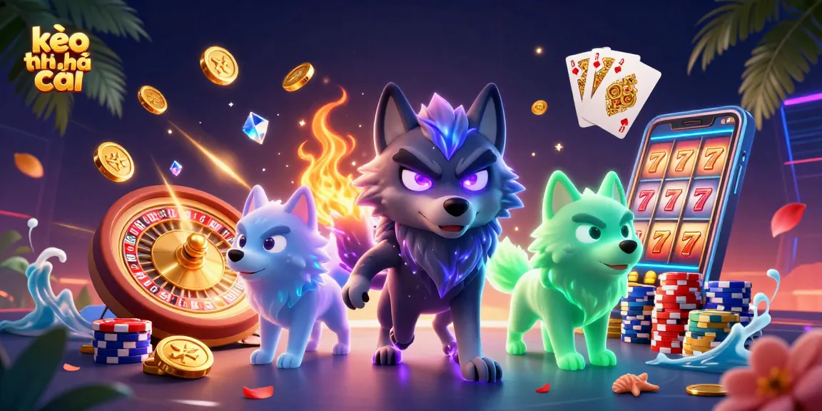 Experience the excitement of kèo nhà cái with glowing wolves and magical casino elements in action.