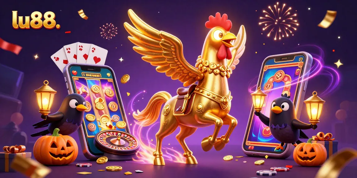 Spin the reels at lu88. with golden coins and 3D characters in an exciting casino scene.