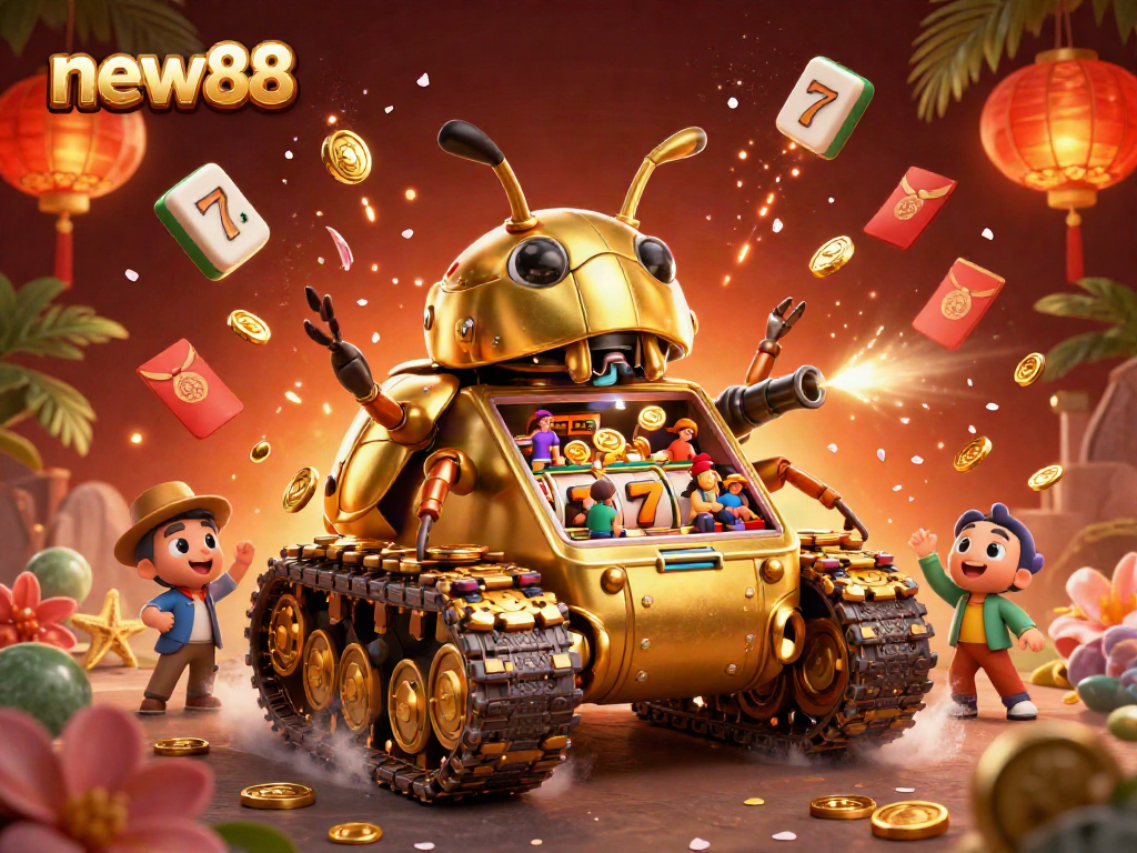 Engage in thrilling gameplay with new88's golden casino tank, loaded with vibrant slot action.