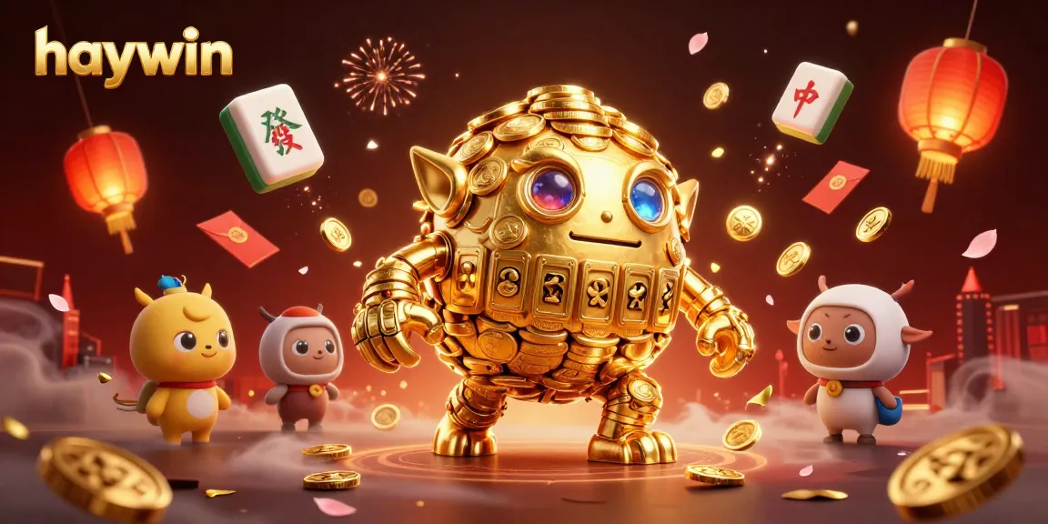 Experience thrilling games at haywin with vibrant visuals of golden golems and festive elements.
