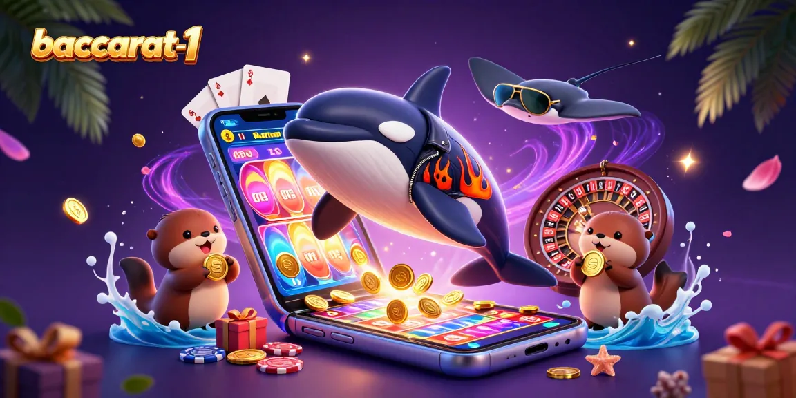 Engage with baccarat-1's thrilling features as characters showcase exciting casino elements.