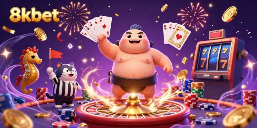 8xbet online betting scene with vibrant characters and festive atmosphere.