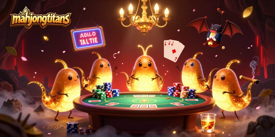 Brightly illuminate the mahjongtitans poker scene with glowworms and a bat dealer.