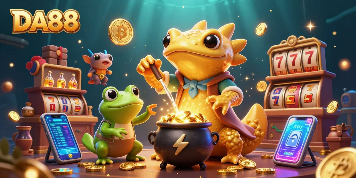 Transmute winning gold coins with DA88 in an enchanting casino scene.