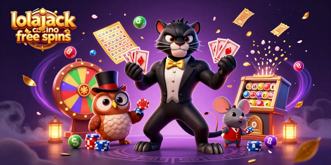 Experience thrilling gameplay with lolajack casino free spins, as vibrant characters bring a casino adventure alive.