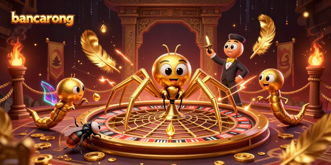 Bakarong features a dynamic scene with a golden spider web roulette and a centipede croupier.