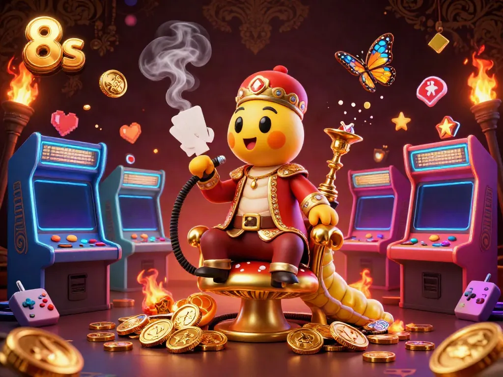 Experience 8s action with a vibrant casino scene featuring the unique caterpillar character and gaming elements.