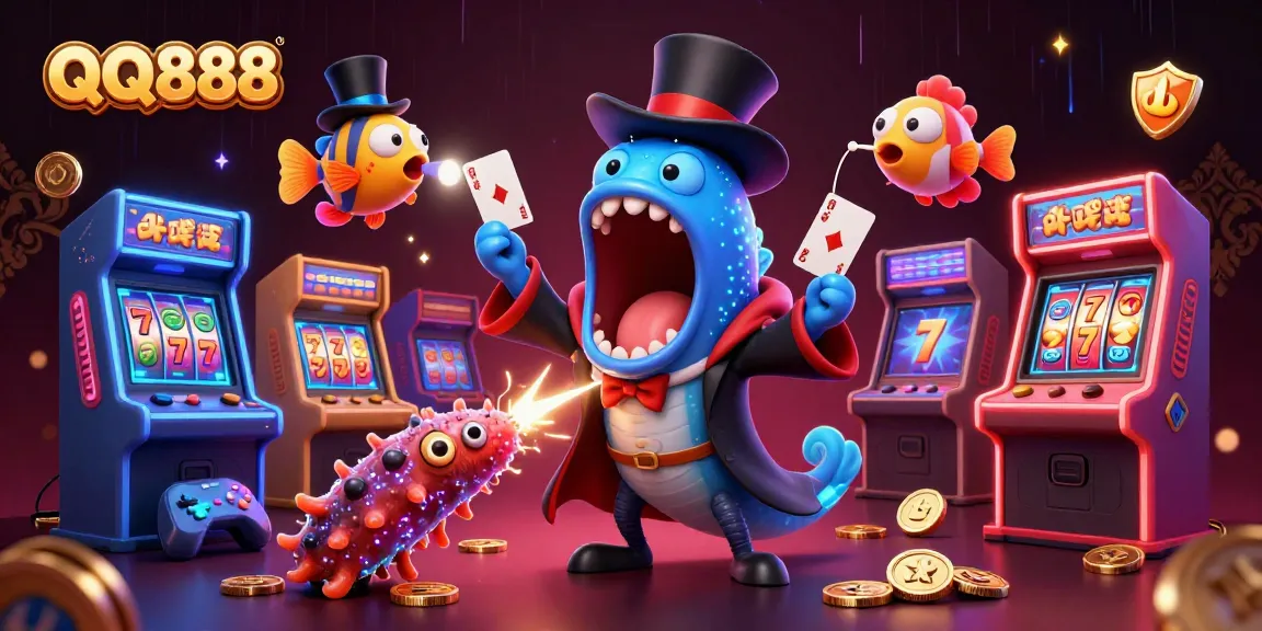 Engage with QQ888’s electrifying card tricks in a vibrant, captivating casino scene.