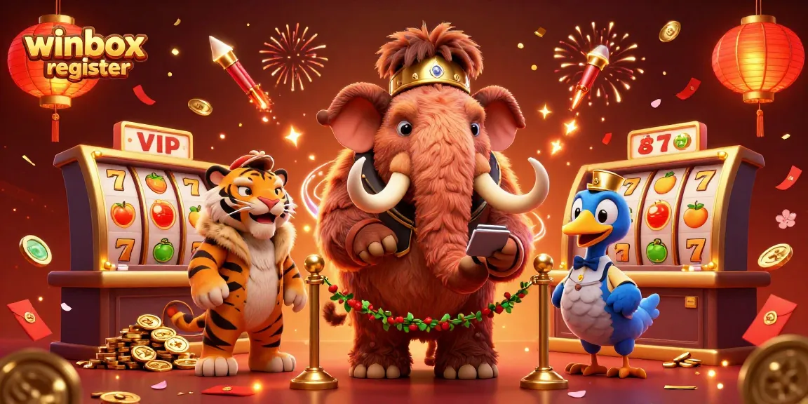 Join the fun at winbox register with a vibrant scene showcasing casino excitement and character interactions.