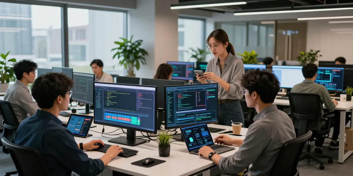 快连团队在现代科技办公环境中协作，提高网络连接性能和用户体验