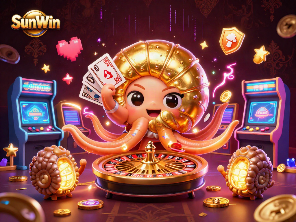 Engage with SunWin's animated casino world filled with vibrant gaming elements and characters.