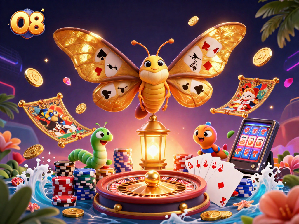 Experience the excitement of O8 as golden coins, cards, and casino scenes come together in 3D!