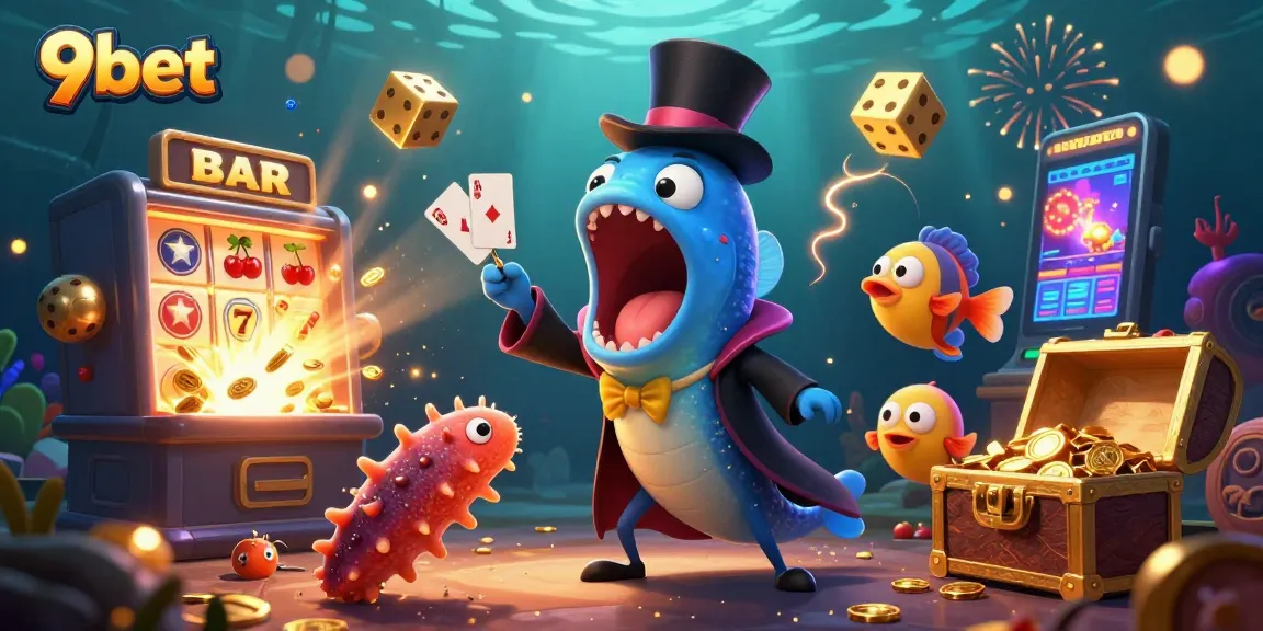 Experience thrilling wins with 9bet’s captivating gambling scene, showcasing lively characters and dynamic gameplay.