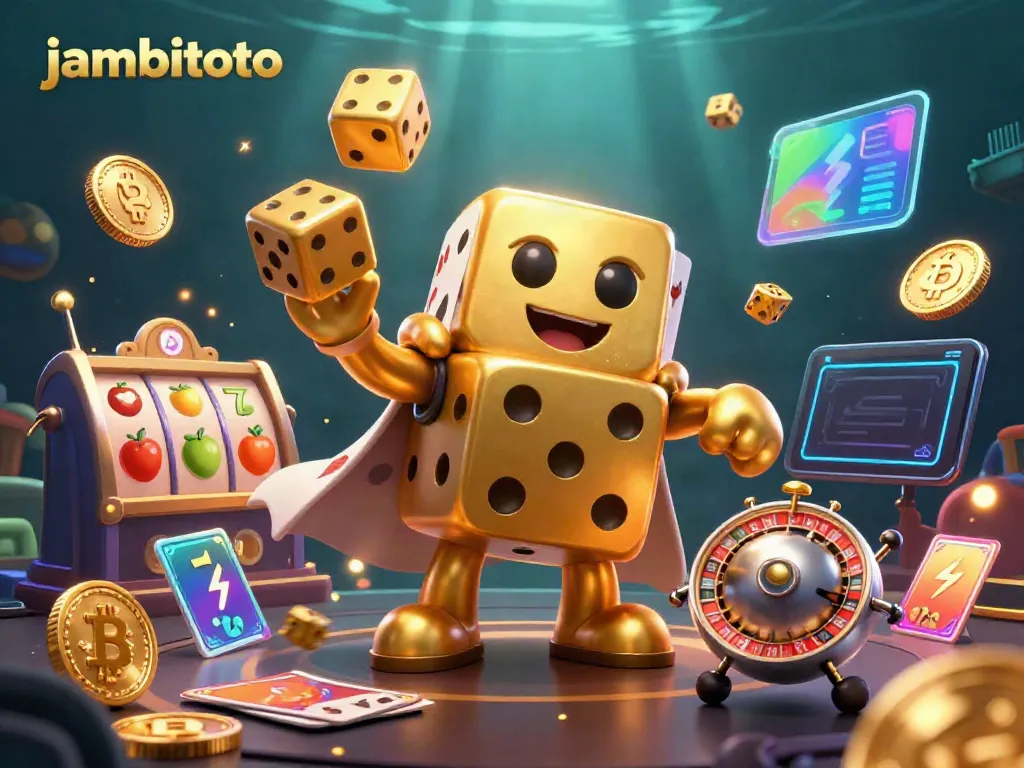 Experience the thrill of jambitoto with vibrant casino characters and gameplay elements in a dynamic illustration.