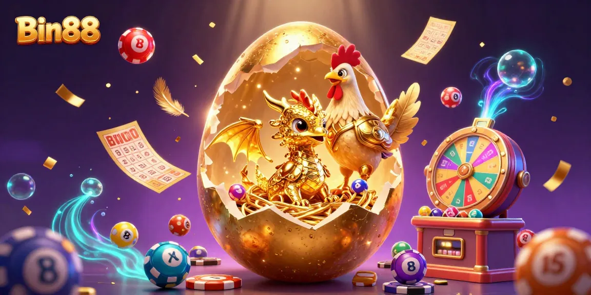 Unleash winning opportunities with Bin88's exhilarating golden dragon and poker chip scene.