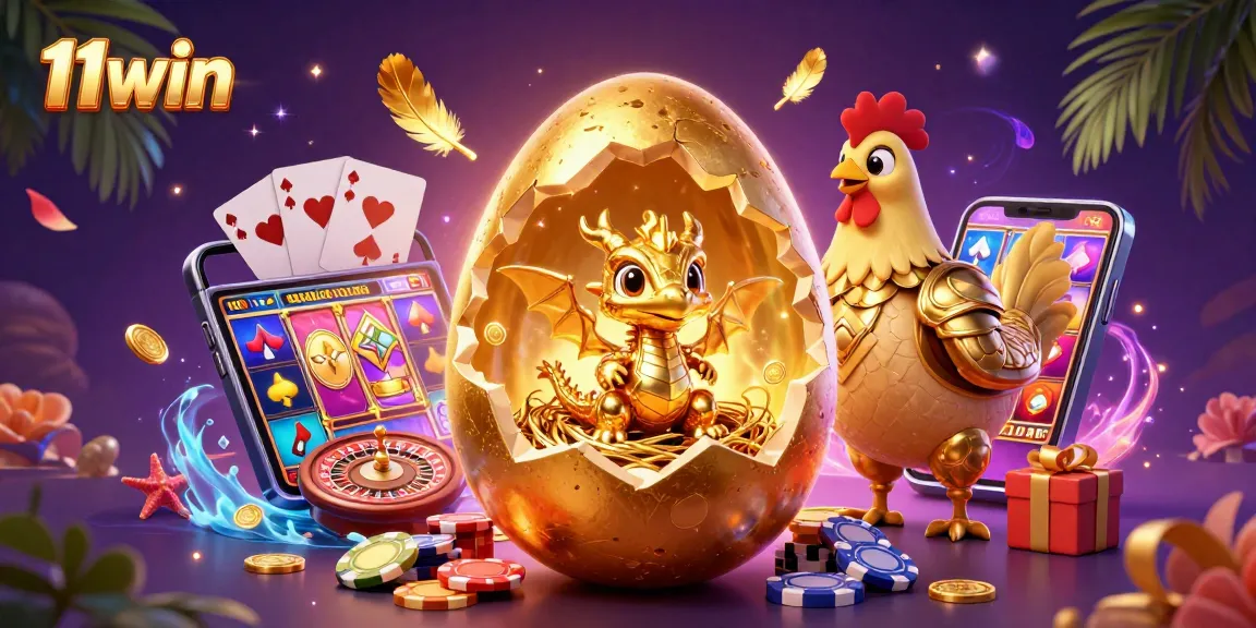 Engage in exciting gameplay at 11win with golden dragon and poker chips, vibrant casino elements.