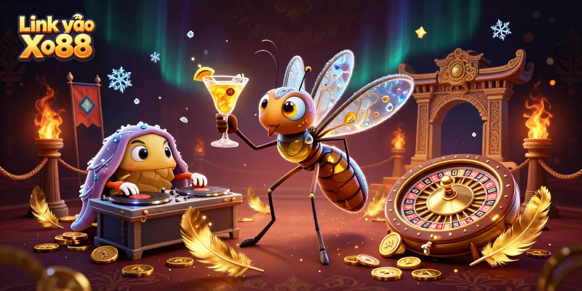 Engage with Link vào Xo88 in vibrant 3D scene of casino characters and elements.