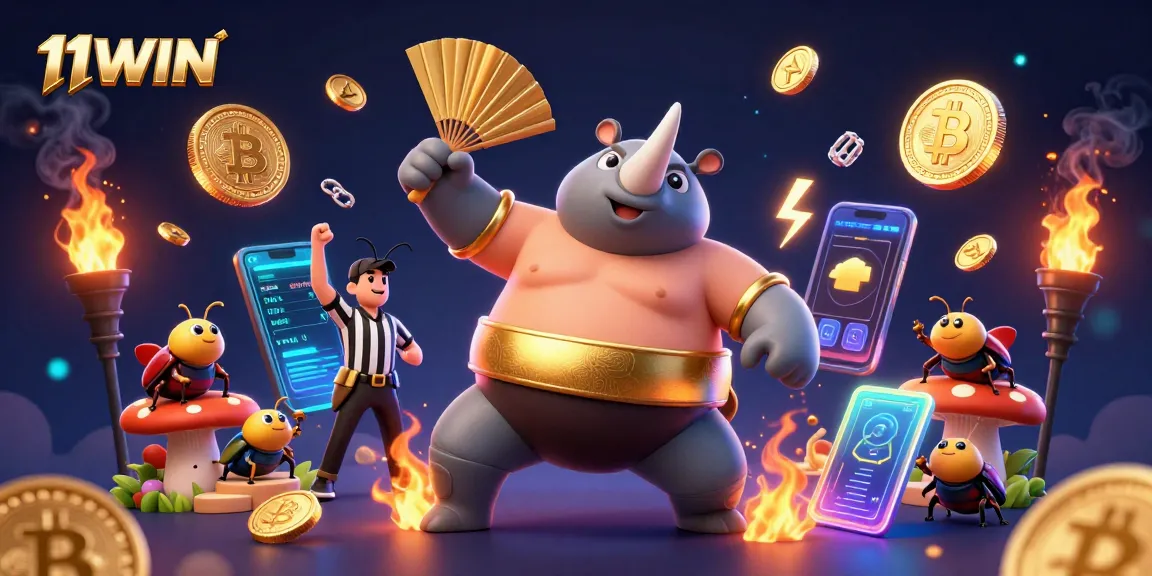 Experience thrilling gameplay at 11WIN as the champion beetle stomps coins in a vibrant casino scene.