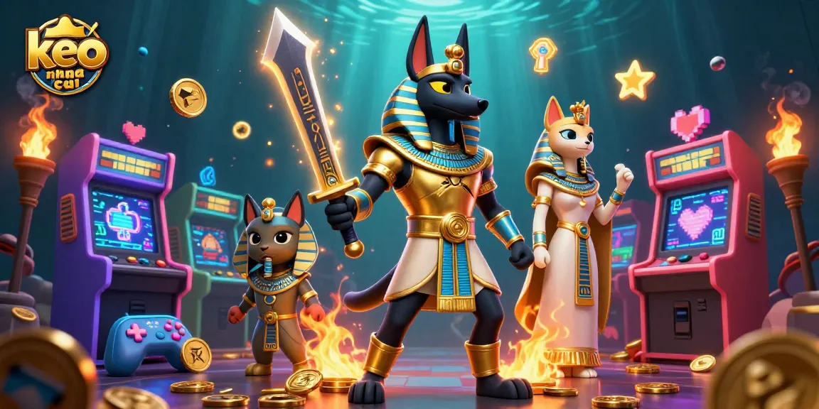 Engage with keo nha cai to master online betting strategies with vibrant Egyptian-themed casino scene.
