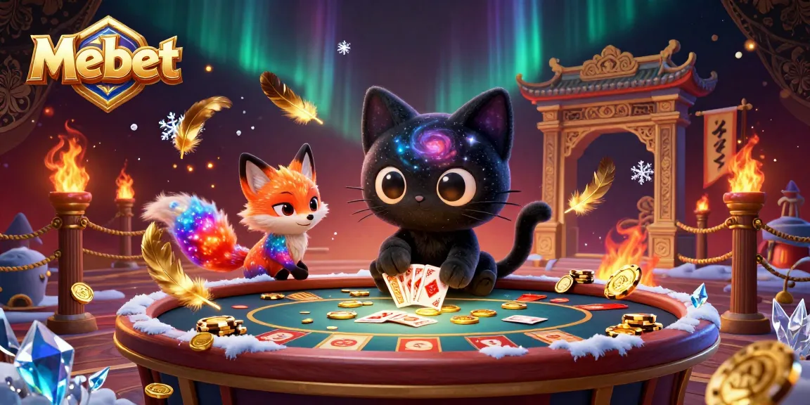Mebet promotes excitement at a cosmic casino table, drawing players with charming characters.