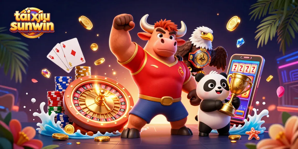 Play tài xỉu sunwin for thrilling jackpots surrounded by colorful casino elements.