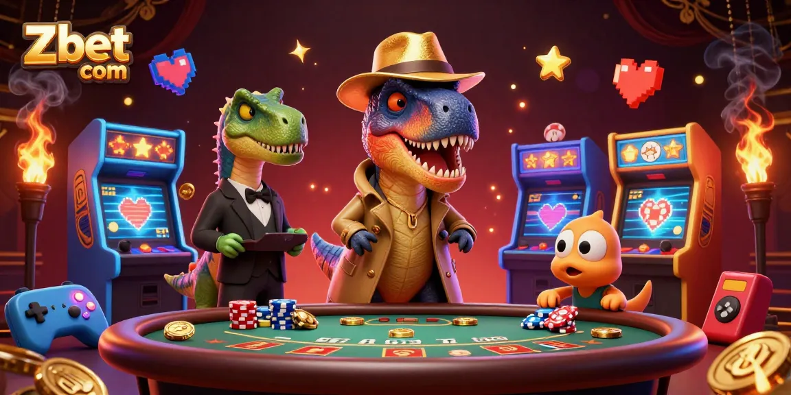 Engage in thrilling bets at Zbet com amidst a vibrant 3D casino scene filled with action.