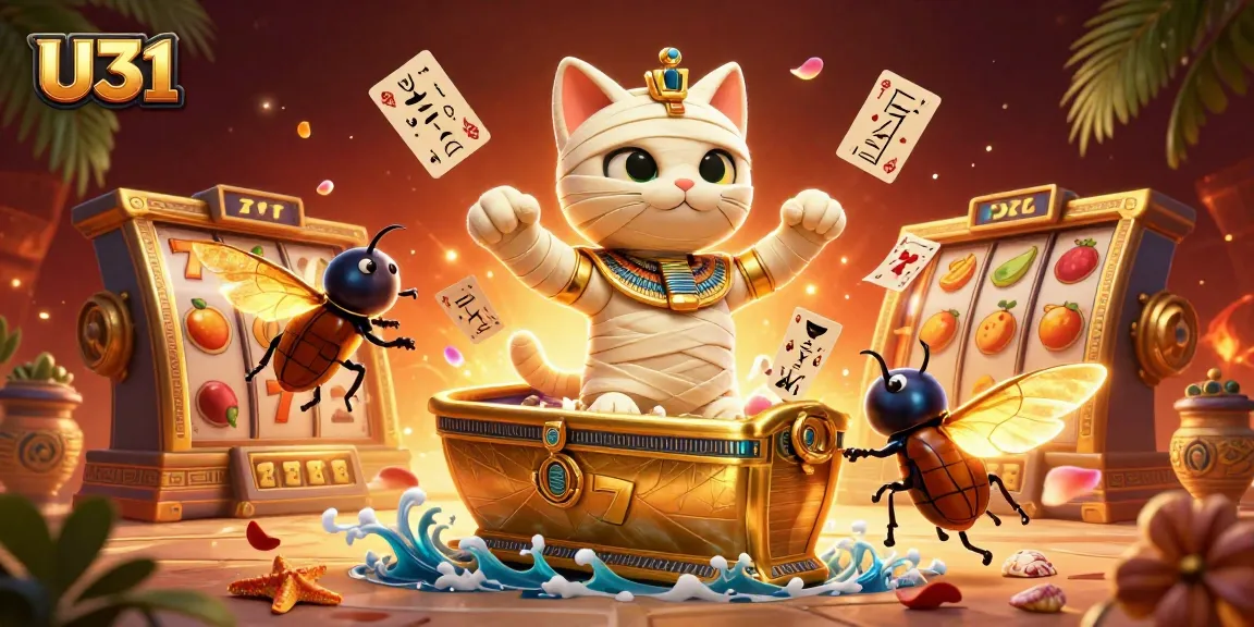 Spin for winnings at U31 with a lively Egyptian mummy cat and shiny slot symbols!